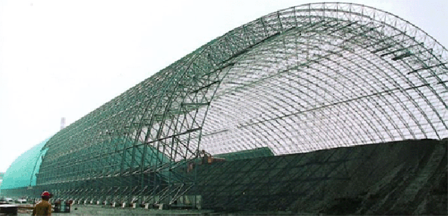 莱芜热电厂螺栓球网架干煤棚